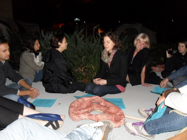 ARLA ear strengthening at Occupy LA (Photo credit: Carol Cheh)