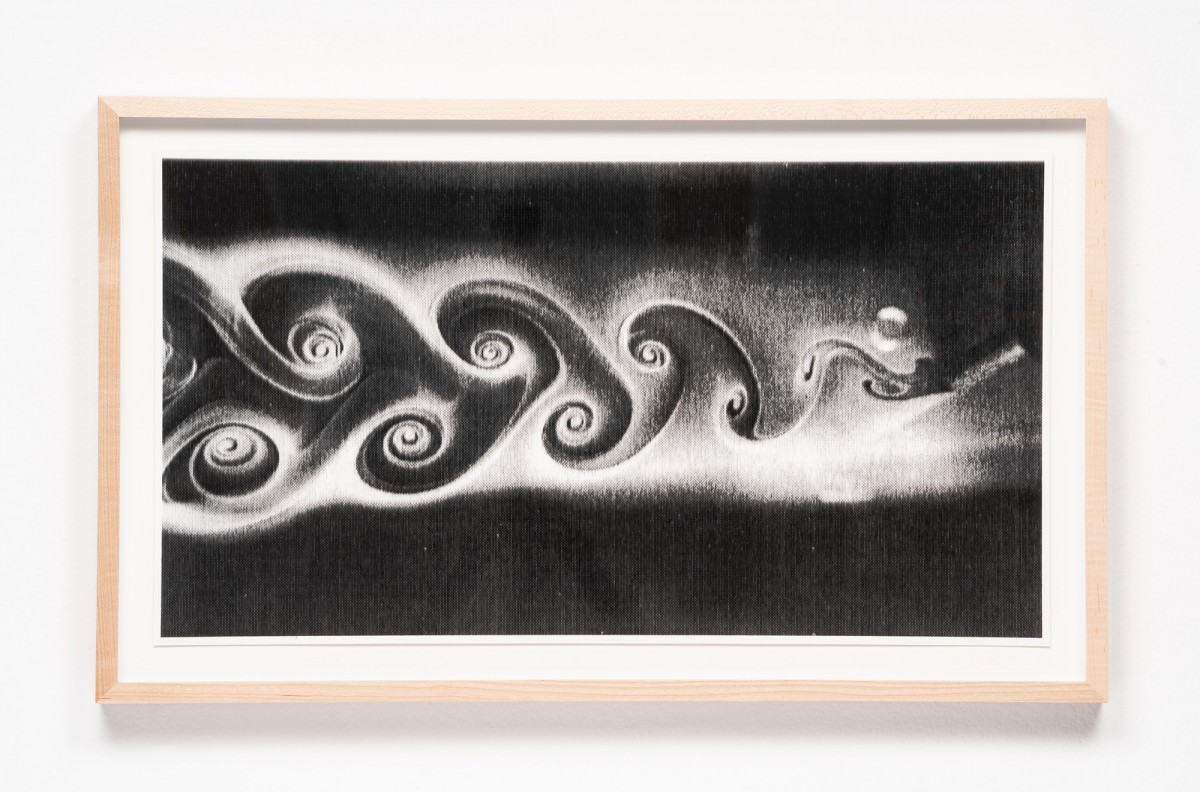 Aeolian Tone (Vortex Street), 2021, archival ink on paper Source: Wikipedia: from Scientific American, 2008 By Gary Koopman (photo credit: Elon Schoenholz)